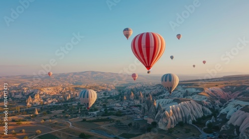 "Colorful Ascent: Floating Above Cappadocia's Enchanting Landscape"