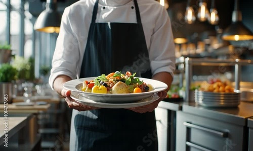 Wallpaper Mural Waiter holding serving dish in cafeteria Torontodigital.ca