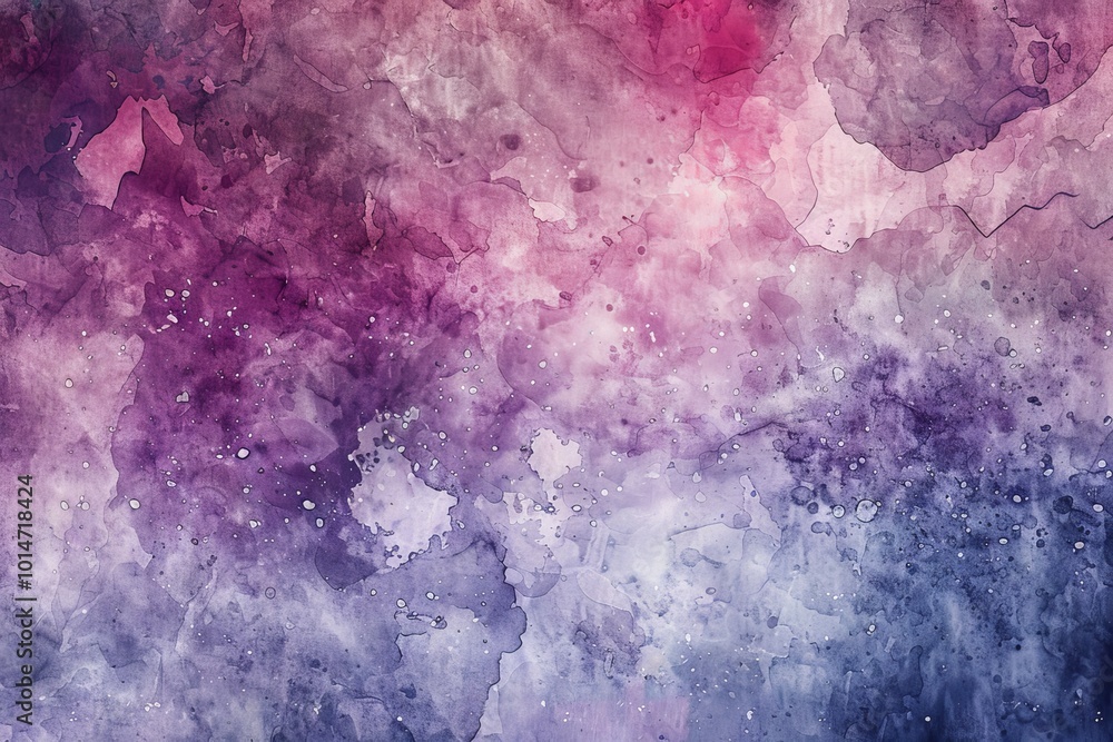 Fototapeta premium Vibrant abstract watercolor background featuring a blend of pink and purple hues with artistic texture and subtle gradient effects.