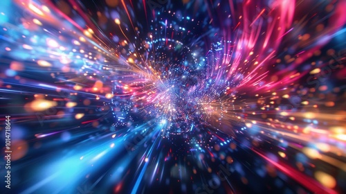 Wallpaper Mural Vibrant New Year's Celebration with Neon Fireworks and Light Trails for Festive Designs Torontodigital.ca