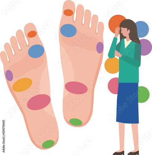 足つぼと体調不良の女性