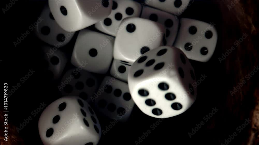 Dice filmed on a high-speed camera at 1000 fps. High quality FullHD footage Dice filmed on a high-speed camera at 1000 fps. High quality FullHD footage