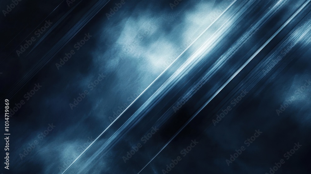 Obraz premium Clean and modern abstract background in dark blue with diagonal lines and a central blank space.