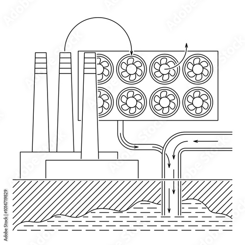 Decarbonization - CO2 dioxide capture and storage, thin line