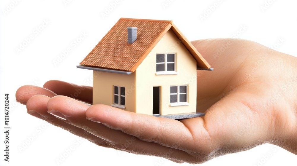 Model House in Hand Symbolizing Real Estate and Home Ownership Concepts, AI Model House in Hand Symbolizing Real Estate and Home Ownership Concepts, AI