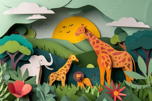 Paper Art Safari Scene