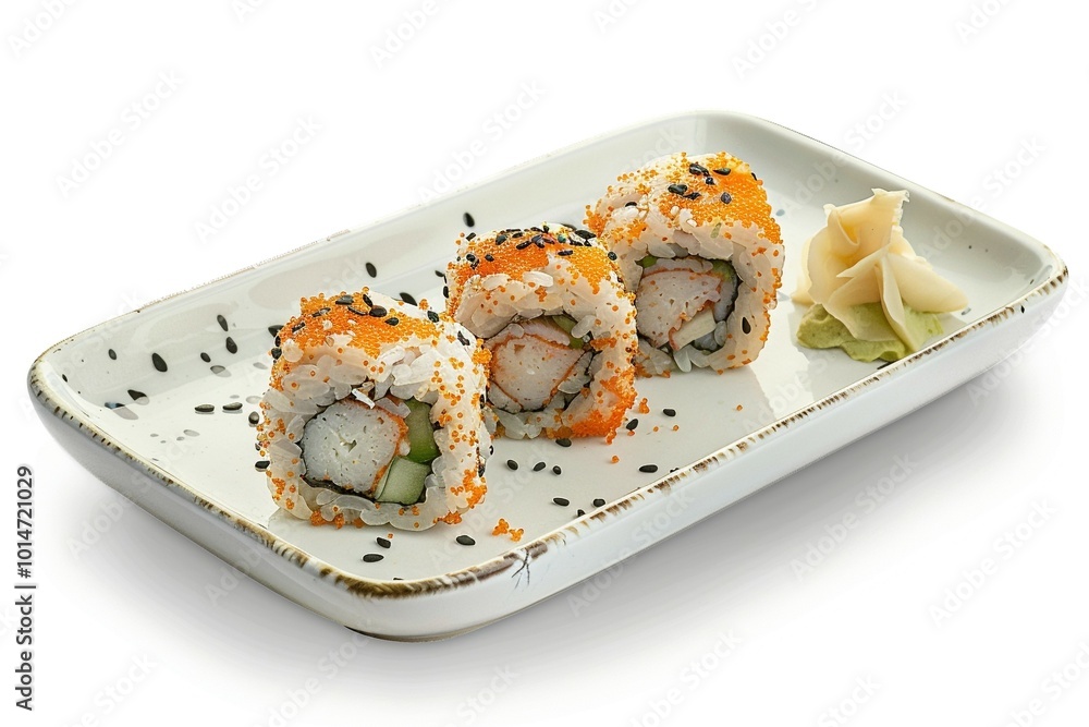 California Roll Sushi with Tobiko and Wasabi California Roll Sushi with Tobiko and Wasabi