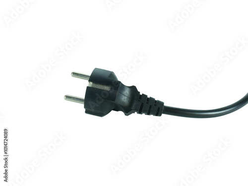 Power plug for electronic devices isolated on transparent background.