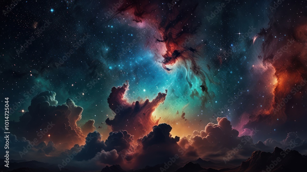 Galaxy in outer space that looks beautiful with a stunning spectrum of light and thousands of stars spread out Galaxy in outer space that looks beautiful with a stunning spectrum of light and thousands of stars spread out