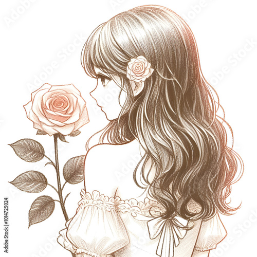 Beautiful girl with rose