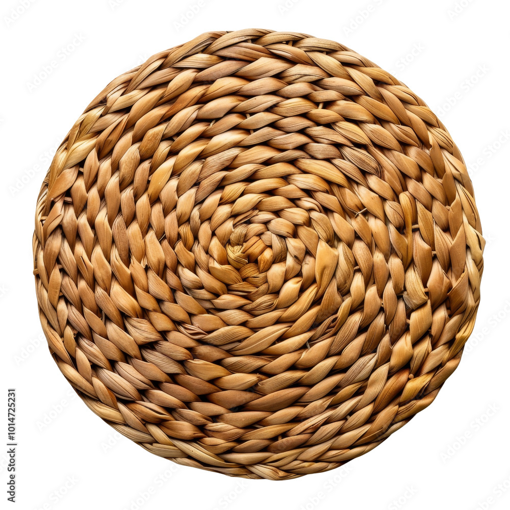 Obraz premium Circular Woven Placemats Made from Natural Materials in Brown.