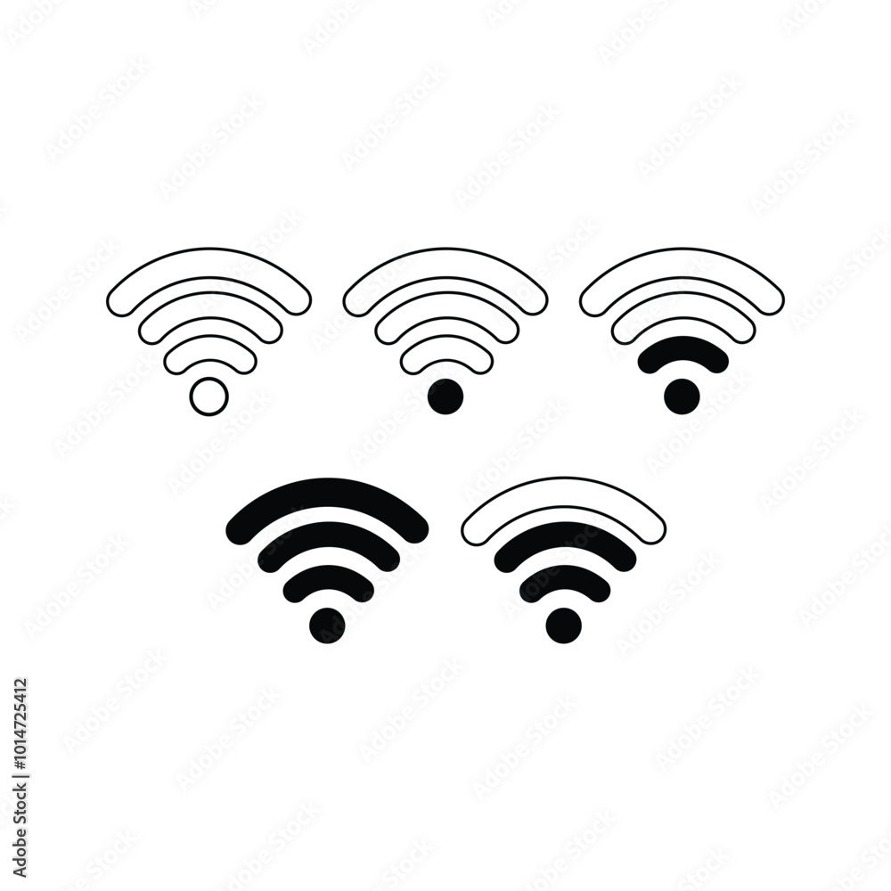 wifi icon set. symbol of wireless internet connection. Suitable for design element of smartphone wifi bar, signal strength level, and internet connection symbol. wifi icon set. symbol of wireless internet connection. Suitable for design element of smartphone wifi bar, signal strength level, and internet connection symbol.