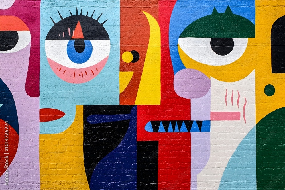Fototapeta premium Vibrant Emotive and Expressionistic Mural Depicting a Captivating Fusion of Bold Colors