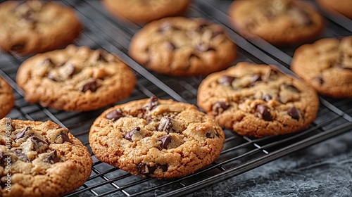 Fresh Baked Cookies Cooling on a Wire Rack