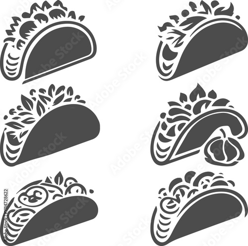 Tacos  Vector Silhouette Collection Fast food Vector illustration