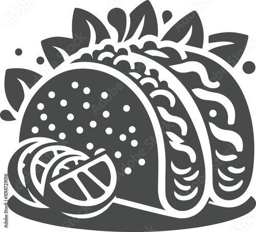 Tacos  Vector Silhouette Collection Fast food Vector illustration
