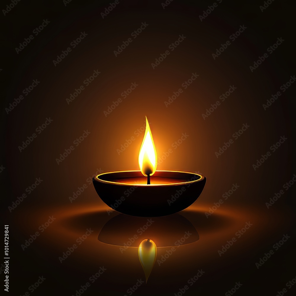 Diwali diya silhouette with a glowing flame against a dark, serene backdrop. Diwali diya silhouette with a glowing flame against a dark, serene backdrop.