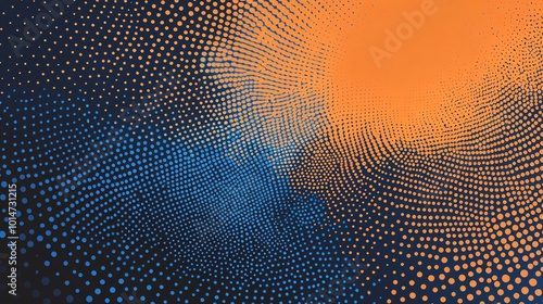 Wallpaper Mural Abstract blue and orange polka dot pattern, forming a swirling vortex. Torontodigital.ca