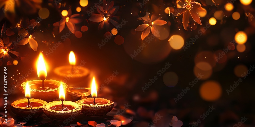 A serene scene featuring glowing candles, bokeh lights, and floral decorations, creating a warm and peaceful ambiance. A serene scene featuring glowing candles, bokeh lights, and floral decorations, creating a warm and peaceful ambiance.