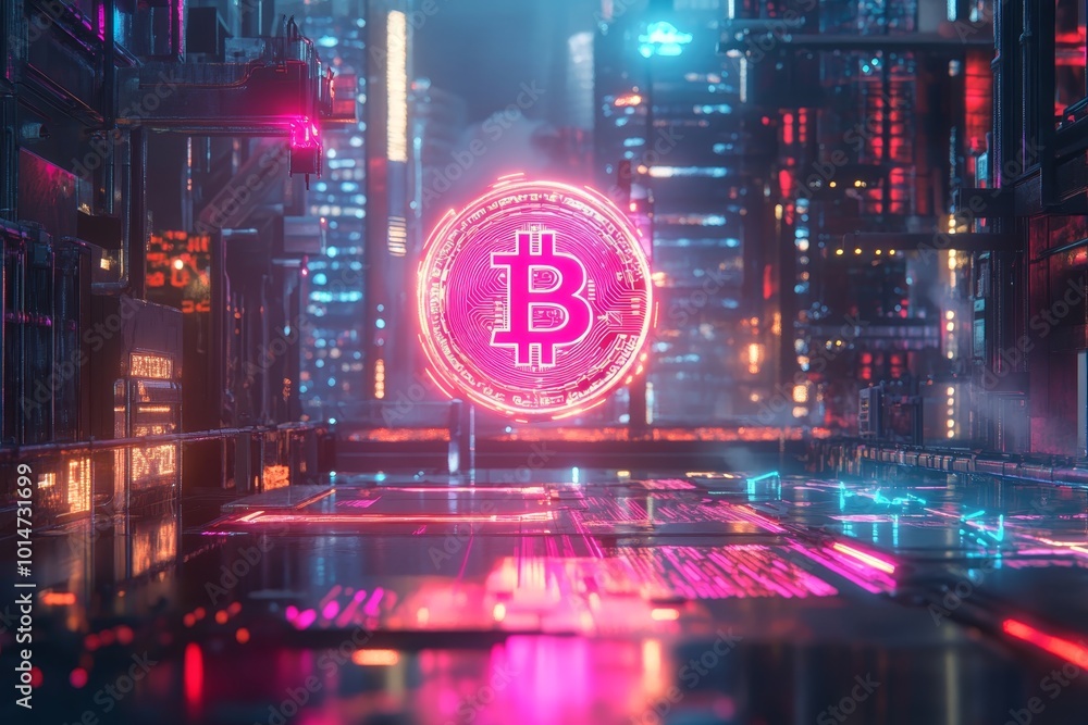 Holographic crypto coin floating above a futuristic cityscape with neon glow and tech vibes, captured with ultra realism and epic composition for modern digital imagery. Holographic crypto coin floating above a futuristic cityscape with neon glow and tech vibes, captured with ultra realism and epic composition for modern digital imagery.