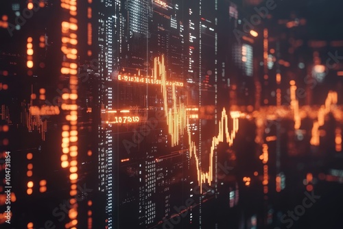 Wallpaper Mural Abstract cryptocurrency exchange visualized with floating digital numbers and glowing graphs, captured with ultra realism and epic composition for high-end tech imagery. Torontodigital.ca