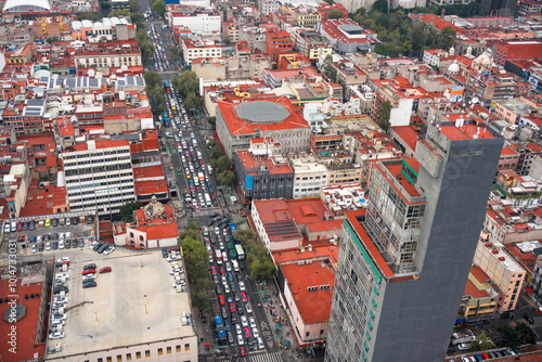 Photography Traffic congestion observed from above in Mexico City