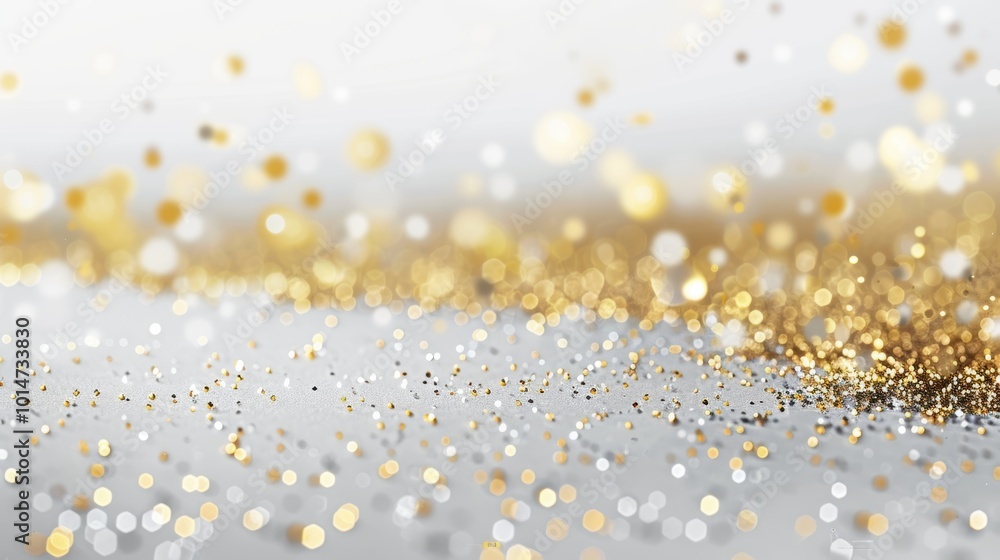 Fototapeta premium Elegant New Year's Sparkles: Minimalist Gold and Silver Particle Background for Design