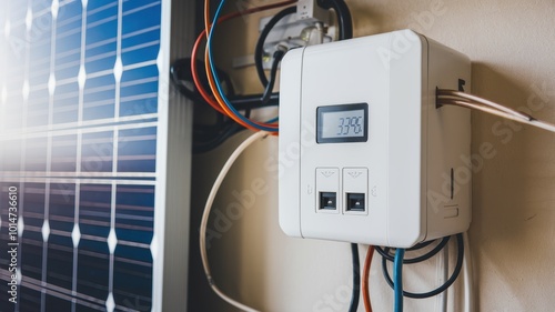 Solar Panel System with Digital Meter and Power Consumption Display