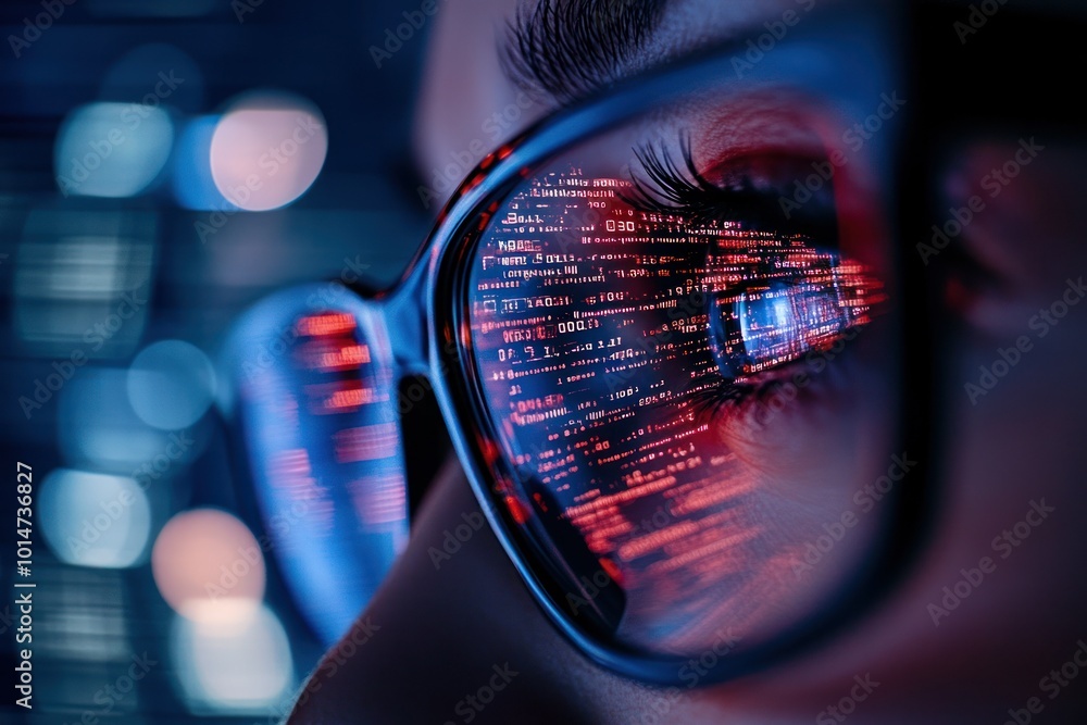 Close-Up of Intense Eyes Behind Glasses