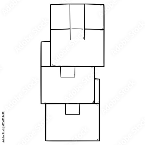 stack of cardboard boxes illustration hand drawn outline vector