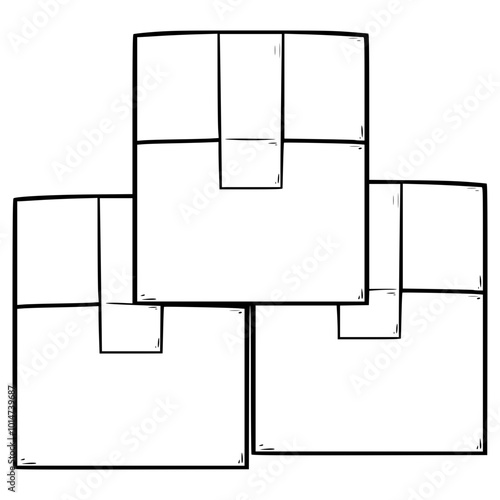 stack of cardboard boxes illustration hand drawn outline vector