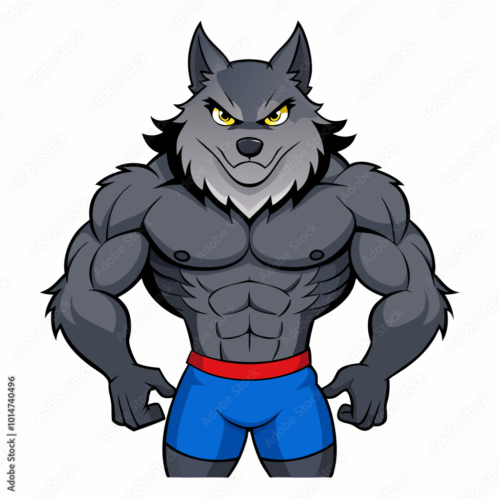 Obraz premium Powerful Bull Mascot Design Vector: Athletic Body & Muscular Features' Dynamic Muscle Bull Mascot Vector Illustration for Athletic Branding