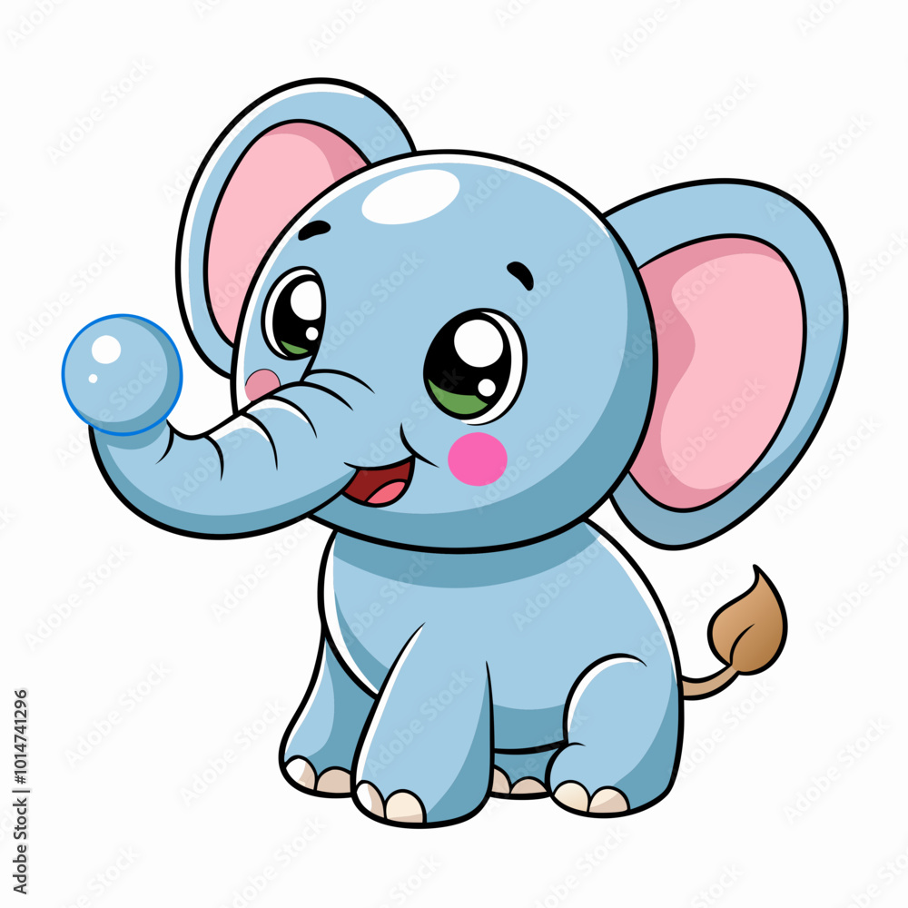 Naklejka premium Adorable Kawaii Elephant Vector Illustrations for Cute Designs