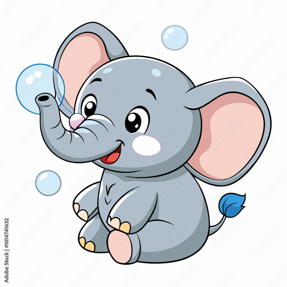 Fototapeta premium Adorable Kawaii Elephant Vector Illustrations for Cute Designs