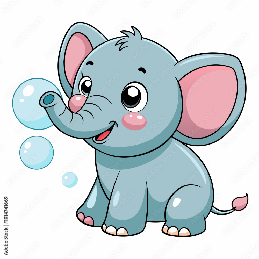 Obraz premium Adorable Kawaii Elephant Vector Illustrations for Cute Designs