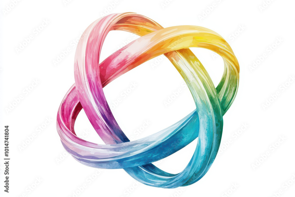 A colorful, abstract design featuring intertwining bands creating a vibrant, flowing shape symbolizing unity and creativity. A colorful, abstract design featuring intertwining bands creating a vibrant, flowing shape symbolizing unity and creativity.