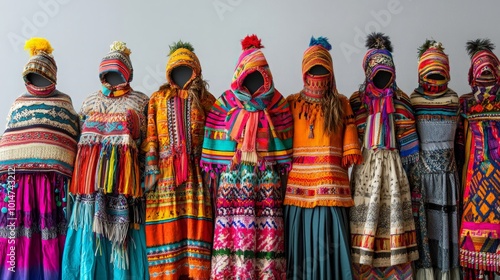 Colorful Handcrafted Garments Displayed in Market Setting photo