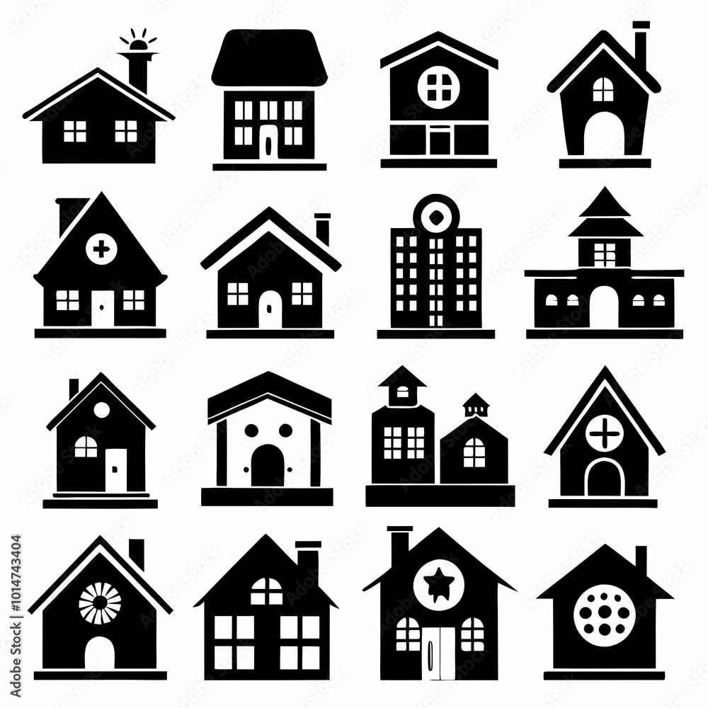 Fototapeta premium House Property & Real Estate Icon Set Collection - Vector Illustrations