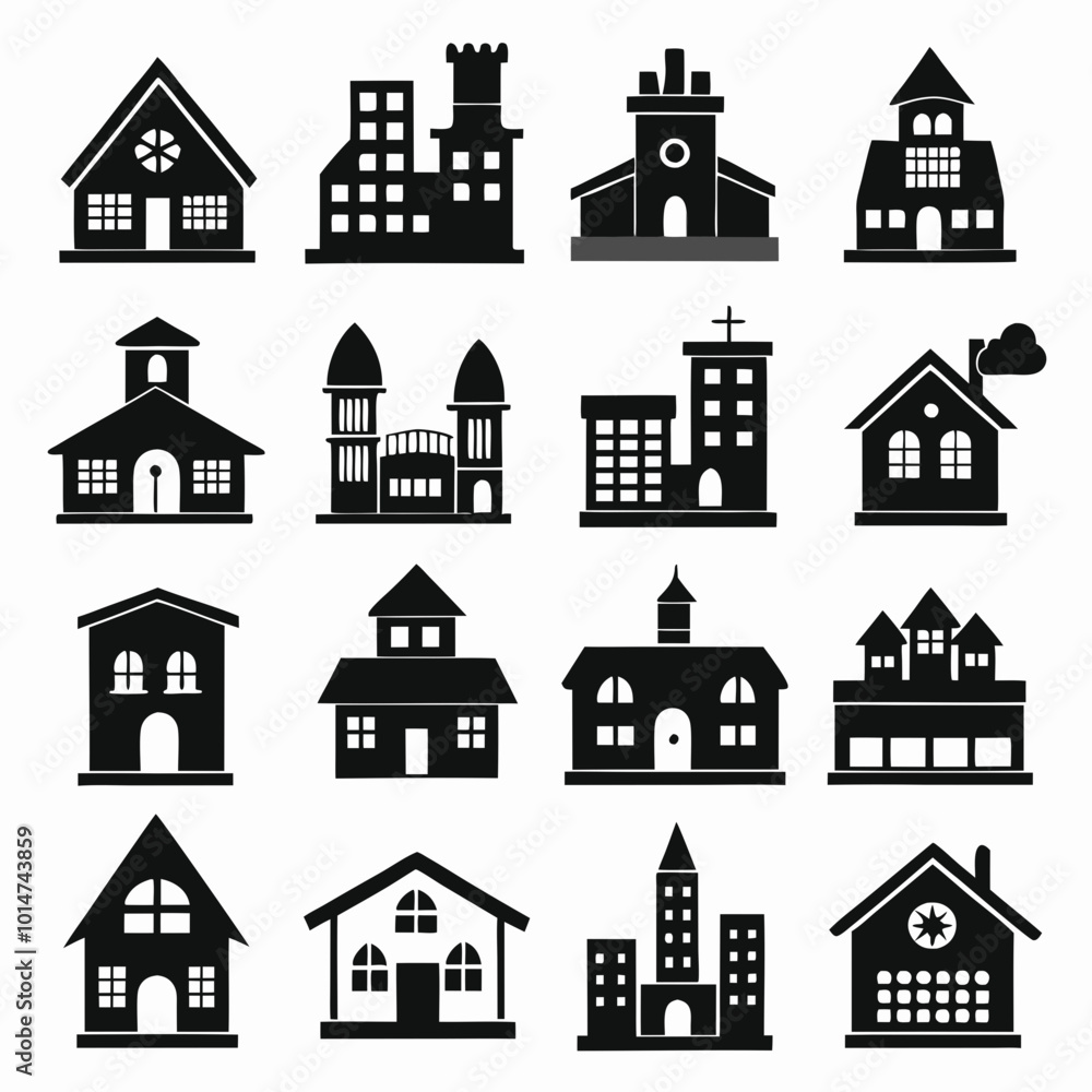 Fototapeta premium House Property & Real Estate Icon Set Collection - Vector Illustrations