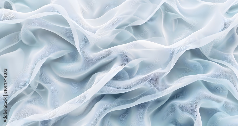 Fototapeta premium A delicate light blue fabric with intricate patterns, draped smoothly, showcasing soft textures and elegant design.