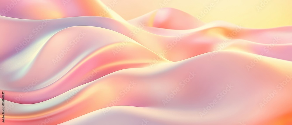 Fototapeta premium Soft pastel waves of fabric flow gently, creating a serene and dreamy atmosphere for backgrounds.