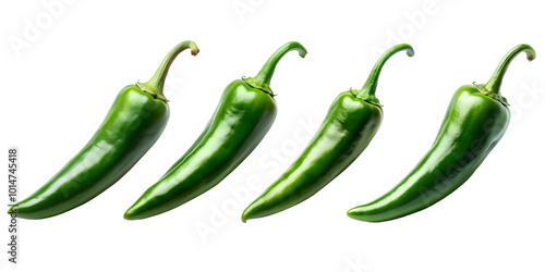 Green chili vegetable healthy item isolated on transparent background 