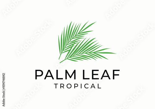 tropical palm leaf logo icon vector illustration design