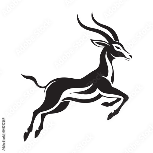 Wallpaper Mural Bold Gazelle Silhouette in Mid-Leap - Black and White Vector Illustration for Nature Designs Torontodigital.ca