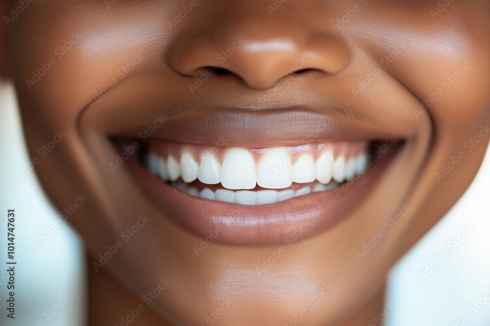 Obraz premium Close-up of smiling young woman’s teeth, concept of dental care and oral health, promoting confidence and wellness through a bright smile in health or beauty advertising