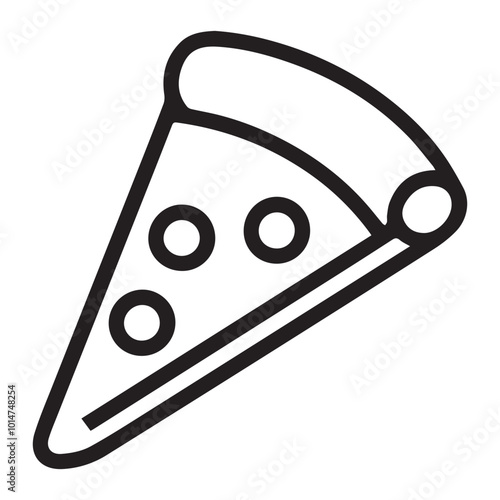 Pizza outline vector silhouette art illustration.