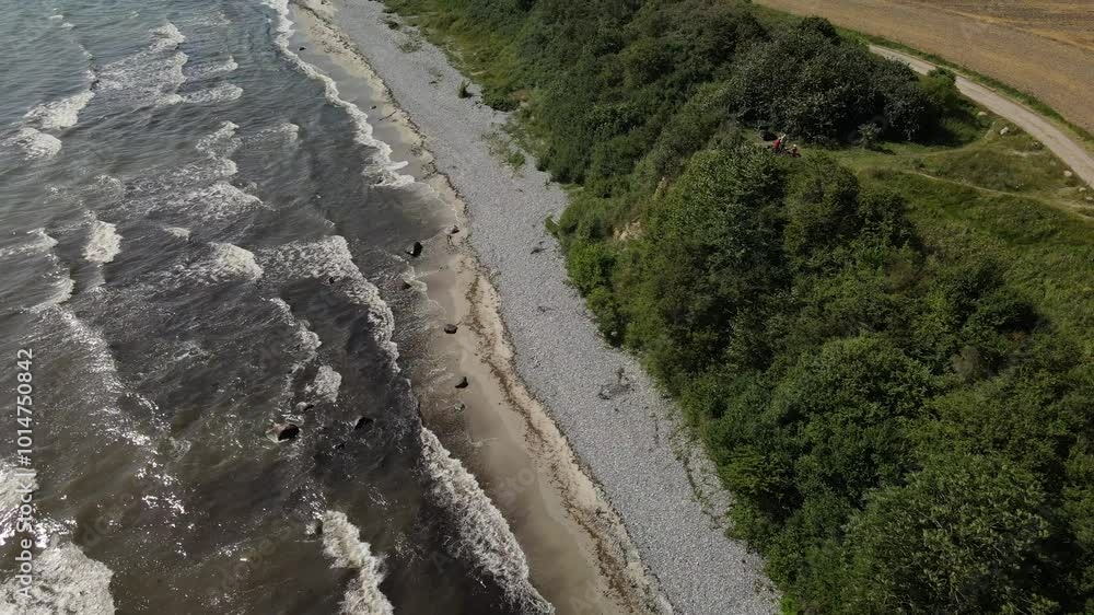 Fly over across the Rügen Island by passing the chalk cliffs and the Baltic ocean during summer time Fly over across the Rügen Island by passing the chalk cliffs and the Baltic ocean during summer time