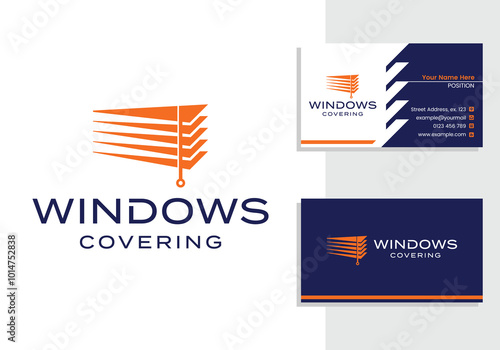 window blind covering logo and business card design template