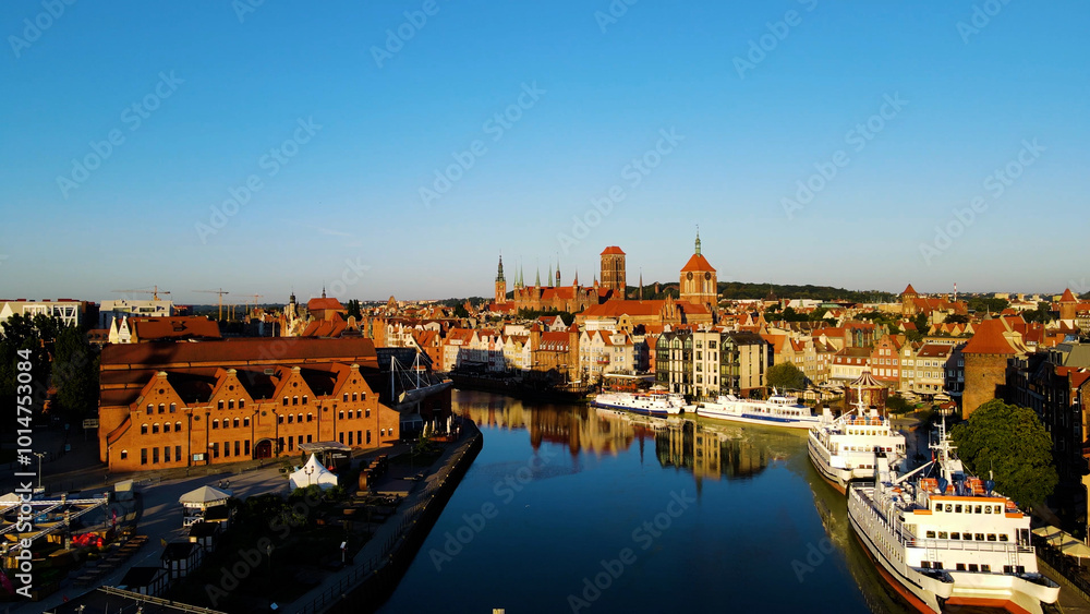 Fototapeta premium city ​​European ancient architecture port city aerial photography Gdansk Poland