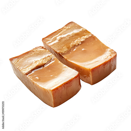 Delicious baked caramel flan pieces with rich texture and glossy finish photo